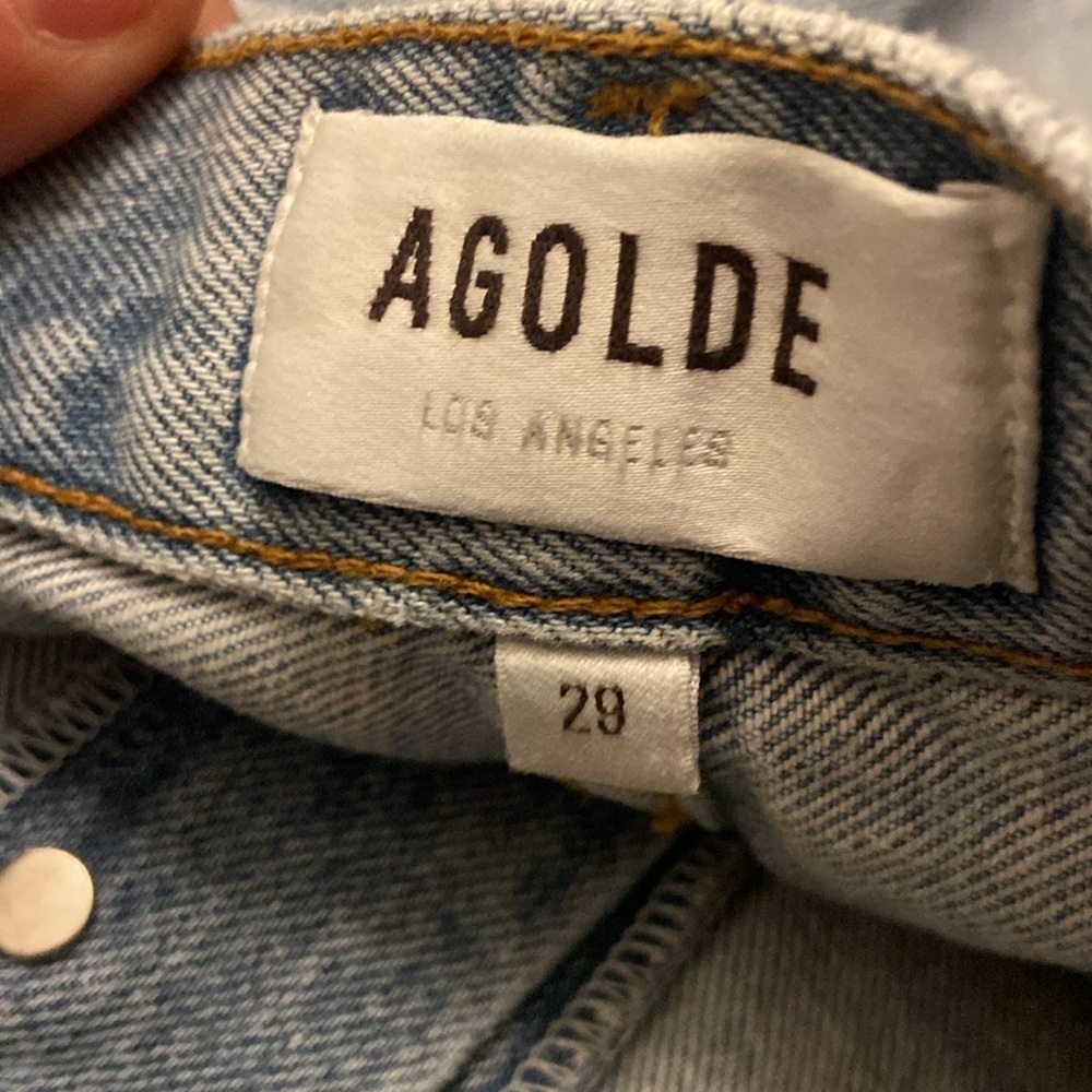 AGOLDE Parker Vintage Cut Off Jeans Sz 29 100% Organic Cotton Riptide - Picture 3 of 4